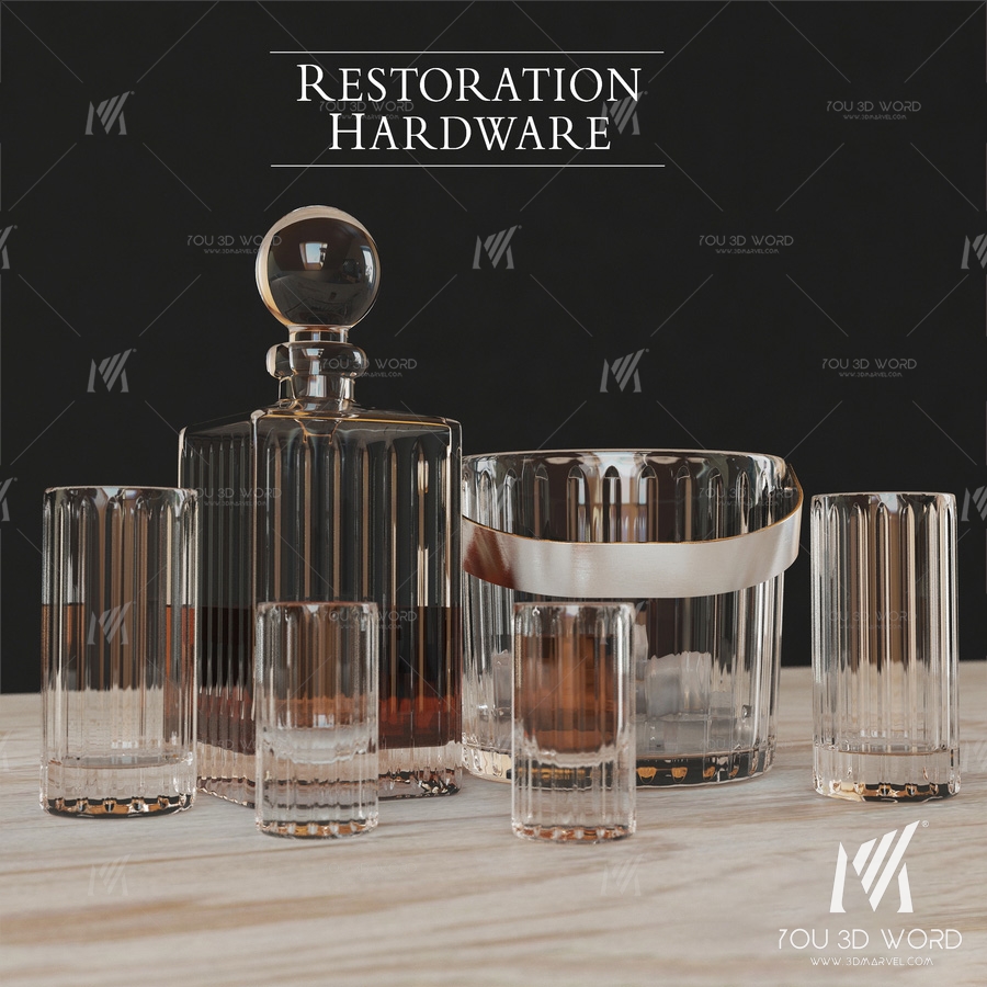 BOULEVARD CUT CRYSTAL BARWARE SET